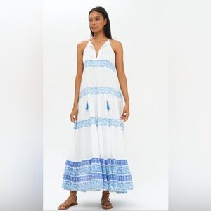 OLIPHANT LONG TIERED TASSEL DRESS- GROTTO BLUE size S NEW WITH TAGS